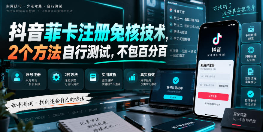 抖音菲卡注册免核技术，2个方法自行测试，不包百分百-爱搭资源网