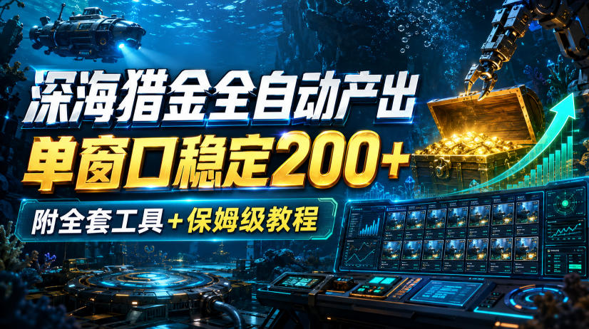 深海猎金全自动产出，单窗口稳定200+，附全套工具+保姆级教程【揭秘】-爱搭资源网
