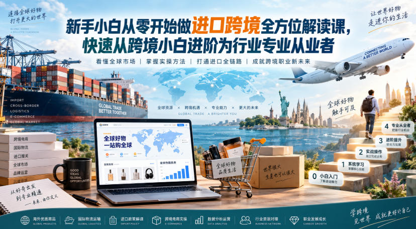 新手小白从零开始做进口跨境全方位解读课，快速从跨境小白进阶为行业专业从业者-爱搭资源网