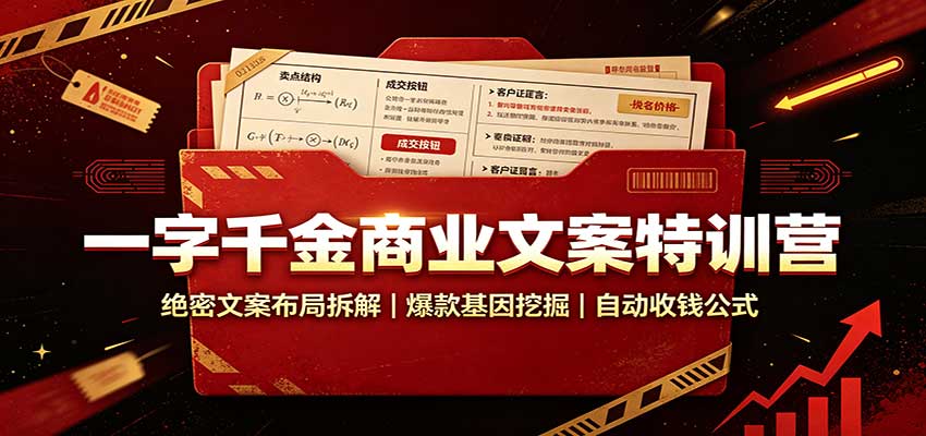 一字千金商业文案特训营：绝密文案布局拆解，爆款基因挖掘，自动收钱公式-爱搭资源网