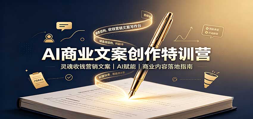 AI商业文案创作特训营：灵魂收钱营销文案，AI赋能，商业内容落地指南-爱搭资源网