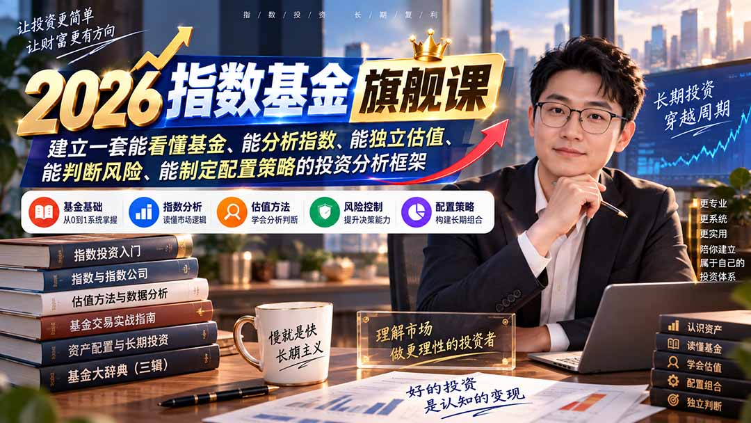 2026指数基金旗舰课｜建立一套能看懂基金、能分析指数、能独立估值、能判断风险、能制定配置策略的投资分析框架-爱搭资源网