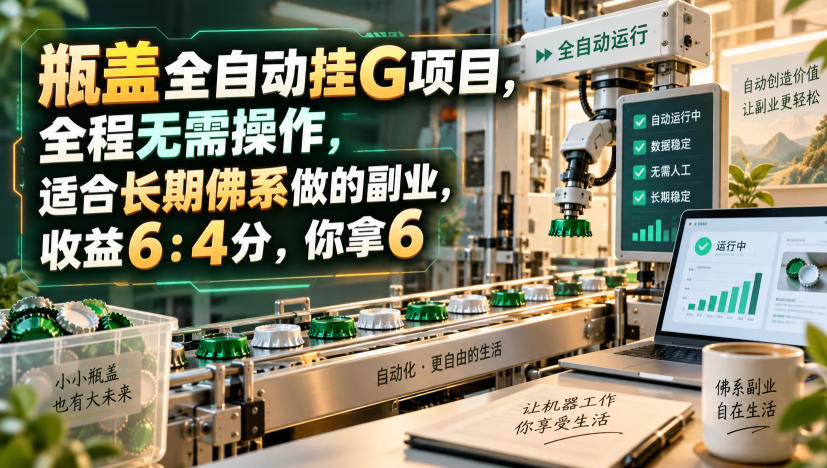 瓶盖全自动挂G项目，全程无需操作，适合长期佛系做的副业，收益6：4分，你拿6【揭秘】-爱搭资源网