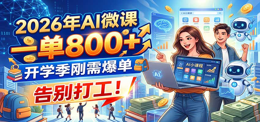 2026年AI微课，一单800+，开学季刚需爆单，告别打工！-爱搭资源网