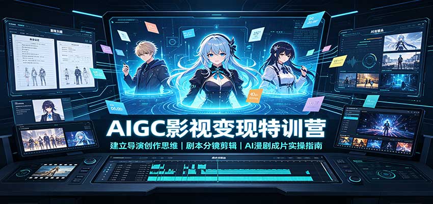 AIGC影视变现特训营：建立导演创作思维，剧本分镜剪辑，AI漫剧成片实操指南-爱搭资源网