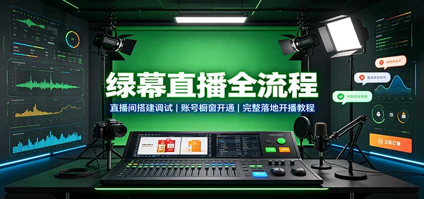 绿幕直播全流程：直播间搭建调试，账号橱窗开通，完整落地开播教程-爱搭资源网