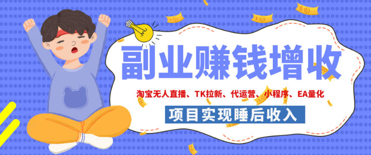 2026年多个真实落地副业项目，手把手带你搭建被动收入管道(淘宝无人直播、海外TK拉新、最新最全代运营、CSGO饰品交易、EA黄金量化、去水印小程序……)【揭秘】-爱搭资源网
