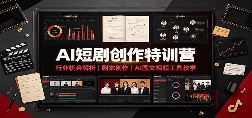 AI短剧创作特训营：行业机会解析，剧本创作，AI图文视频工具教学(文字版)-爱搭资源网