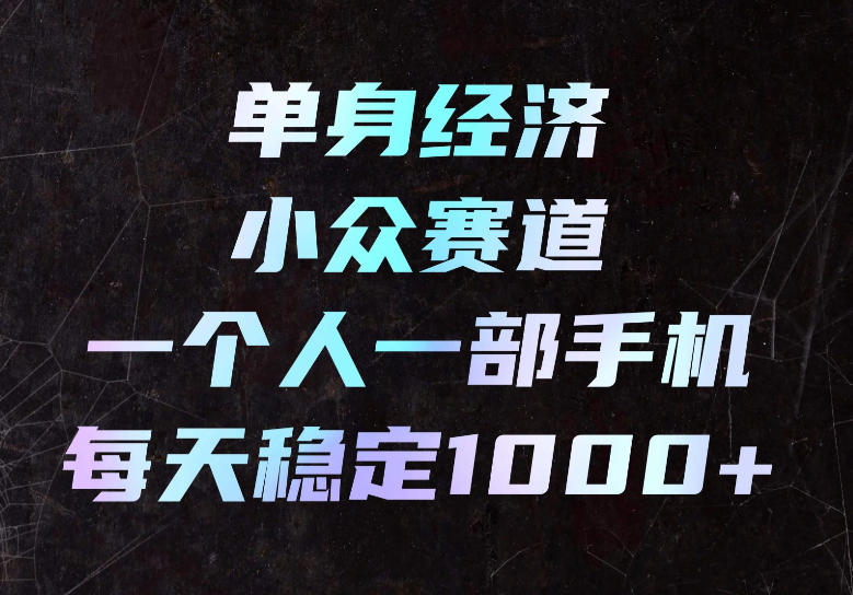 单身经济小众赛道，一个人一部手机，每天稳定1000+，长期可持续的赛道【揭秘】-爱搭资源网