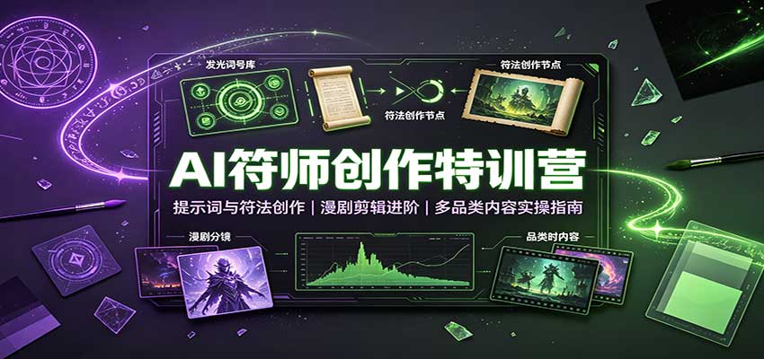AI符师创作特训营：提示词与符法创作，漫剧剪辑进阶，多品类内容实操指南-爱搭资源网