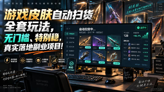 游戏皮肤自动扫货全套玩法，无门槛、特别稳，真实落地副业项目！【揭秘】-爱搭资源网