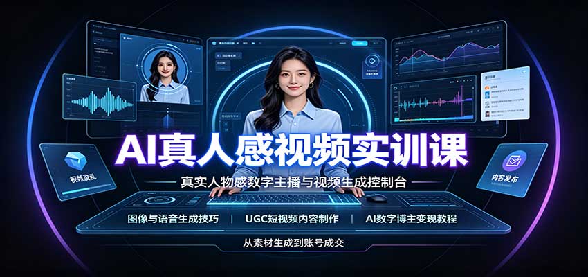 AI真人感视频实训课：图像语音生成，UGC内容制作，AI数字博主变现教程-爱搭资源网