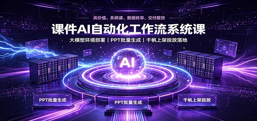 课件AI自动化工作流系统课：大模型环境部署，PPT批量生成，千帆上架投放落地-爱搭资源网
