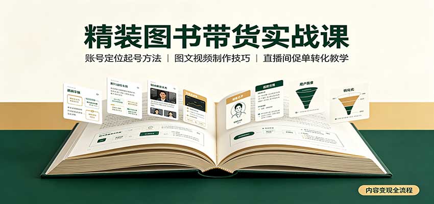 精装图书带货实战课：账号定位起号方法，图文视频制作，促单转化教学-爱搭资源网