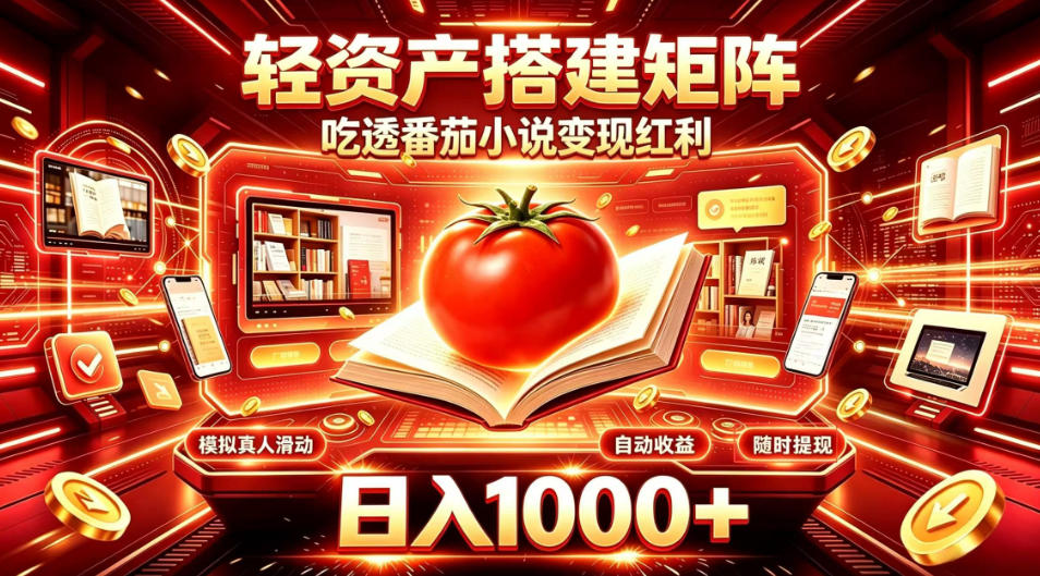 轻资产搭建矩阵，吃透番茄小说变现红利，日入1000+，支持无限矩阵放大【揭秘】-爱搭资源网