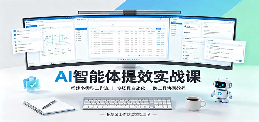 AI智能体提效实战课：搭建多类型工作流，多场景自动化，跨工具协同教程-爱搭资源网