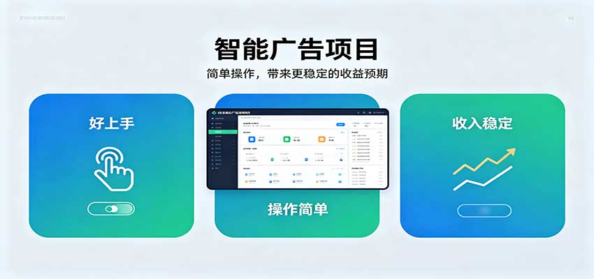 智能广告挂机项目，操作简单上手快，收益稳定可持续。稳定日入300+-爱搭资源网