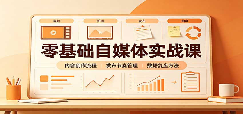 零基础自媒体实战课：赛道人设冷启动，内容创作复盘，公私域商业闭环-爱搭资源网