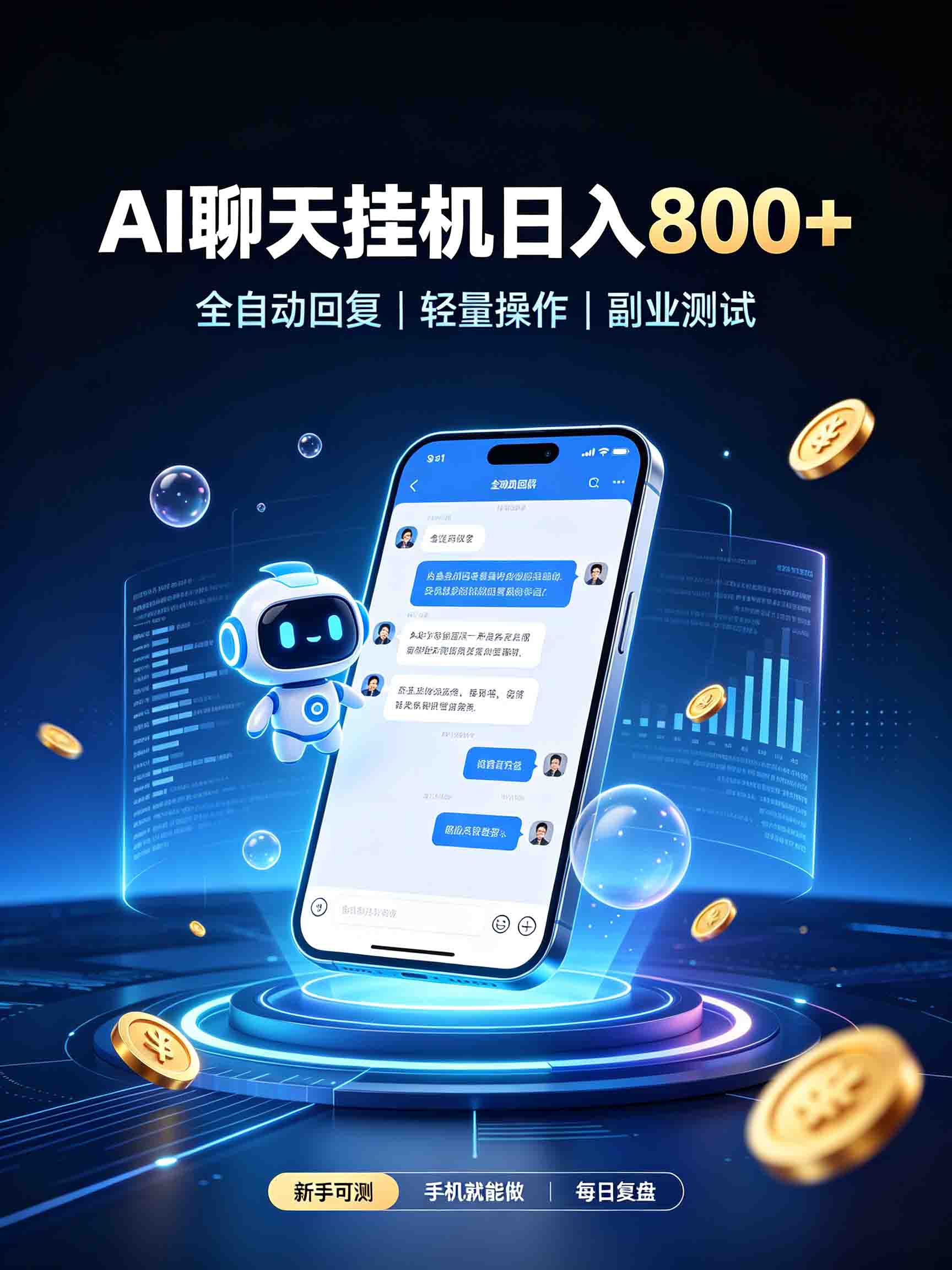 AI聊天挂机，日入800+，适用个人副业，工作室矩阵操作-爱搭资源网