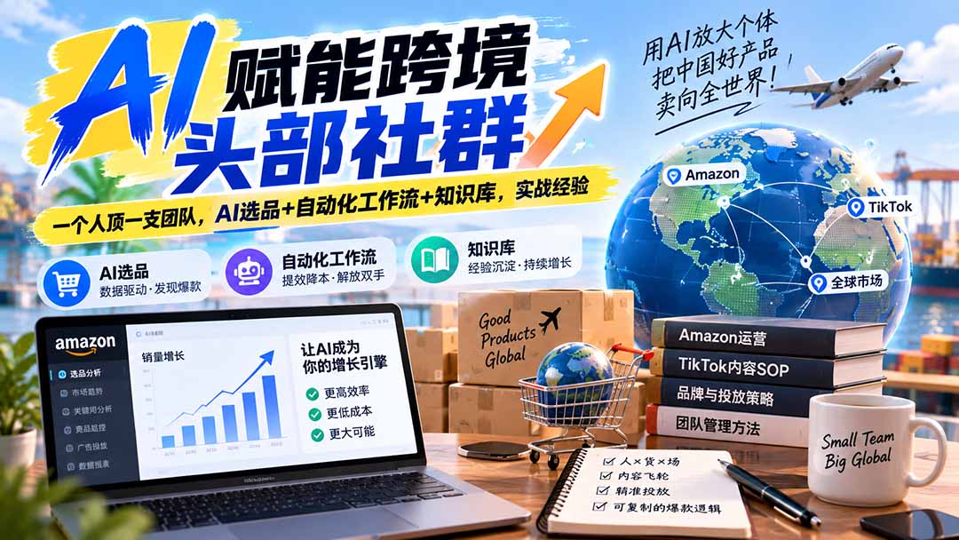 AI赋能跨境头部社群-更新9月：一个人顶一支团队，AI选品+自动化工作流+知识库，实战经验-爱搭资源网