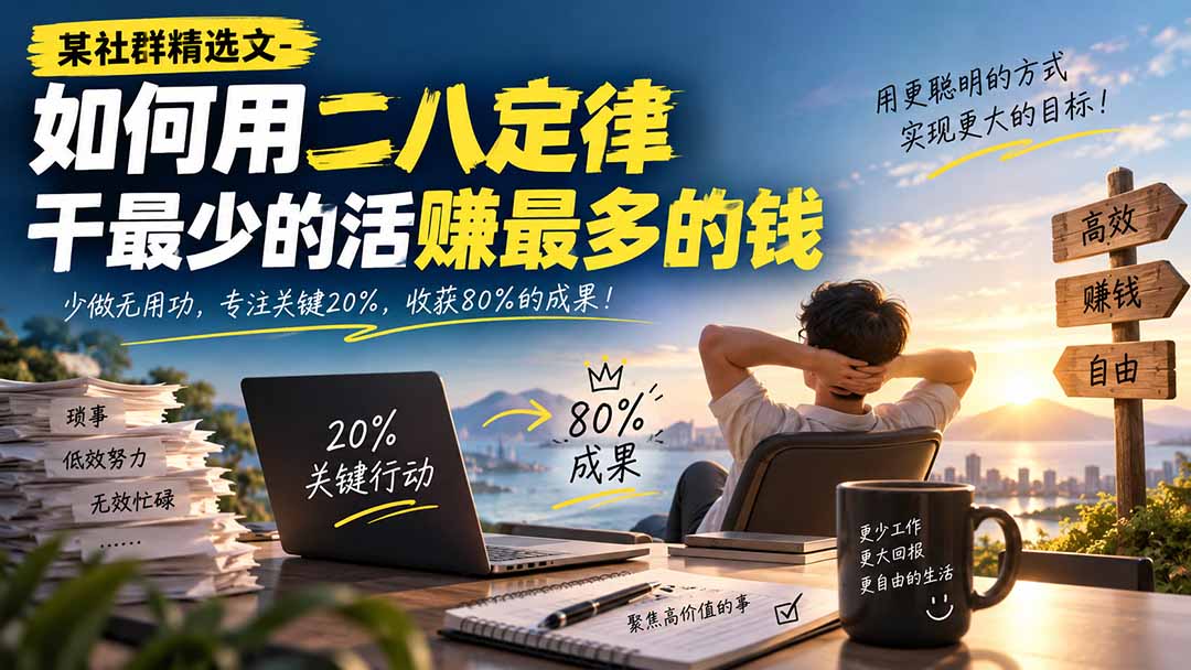 某社群精选文-如何用二八定律干最少的活赚最多的钱-爱搭资源网
