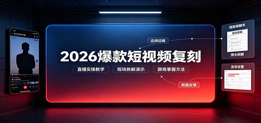 2026爆款短视频复刻：直播实操教学，配套文字文档掌握全流程-爱搭资源网