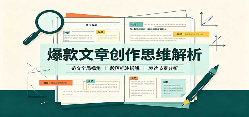 爆款文章创作思维解析：全局视角拆解范文，梳理行文逻辑，搭配真实拆文实操案例-爱搭资源网