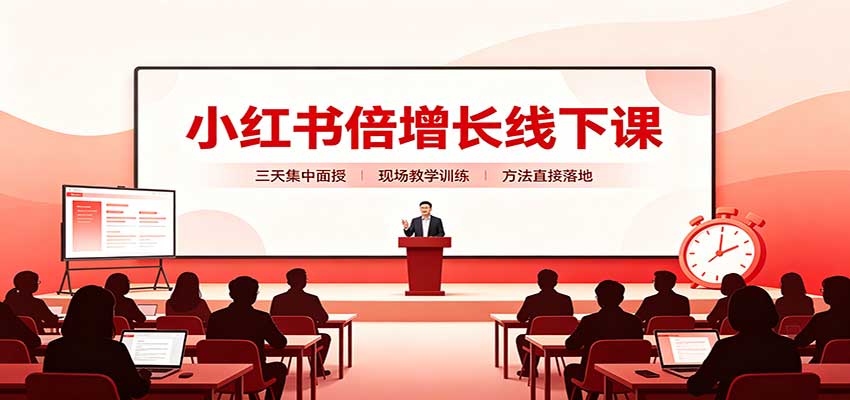 小红书倍增长线下课：三天集中面授，拆解选品、素材制作与起号全链路-爱搭资源网