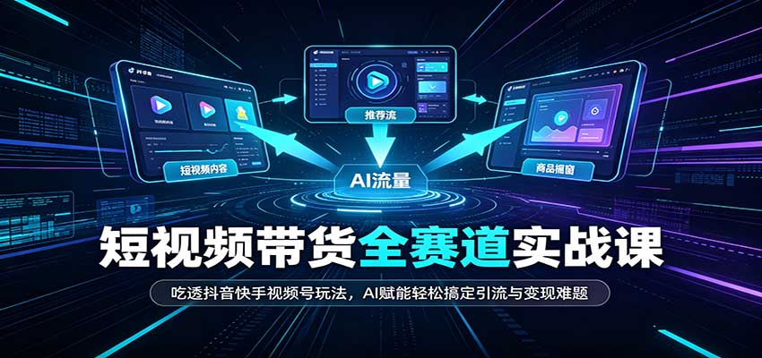 短视频带货全赛道：吃透抖音快手视频号玩法，AI赋能轻松搞定引流与变现难题-爱搭资源网