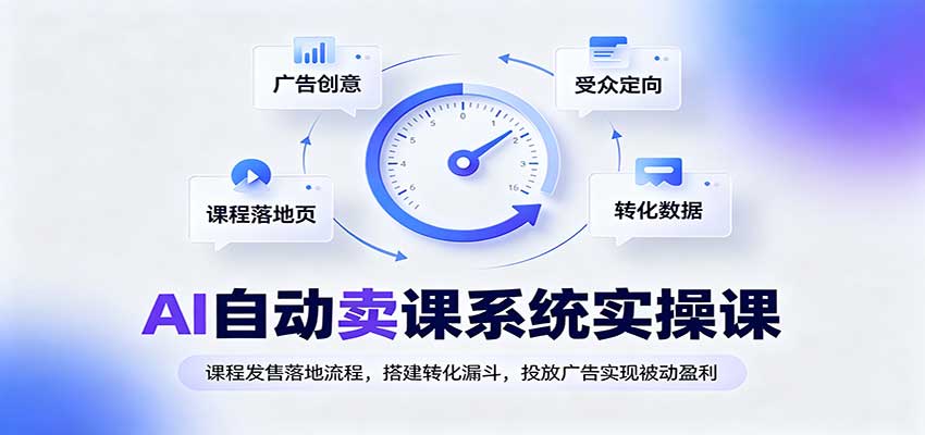 AI自动卖课系统实操课：课程发售落地流程，搭建转化漏斗，投放广告实现被动盈利-爱搭资源网