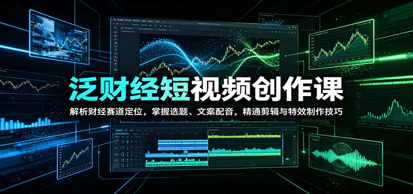泛财经短视频创作课：解析财经赛道定位，掌握选题、文案配音，精通剪辑与特效制作技巧-爱搭资源网