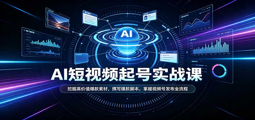 短视频AI起号实战课：挖掘高价值爆款素材，撰写爆款脚本，掌握视频号发布全流程-爱搭资源网