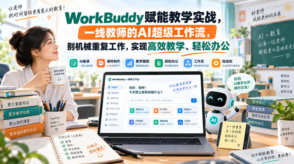 WorkBuddy赋能教学实战，一线教师的AI超级工作流，别机械重复工作，实现高效教学、轻松办公-爱搭资源网