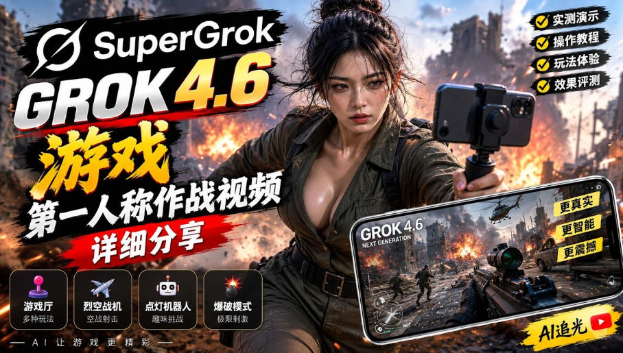 Grok 4.6也能做游戏？第一人称作战视频实测｜玩法详细讲解-爱搭资源网