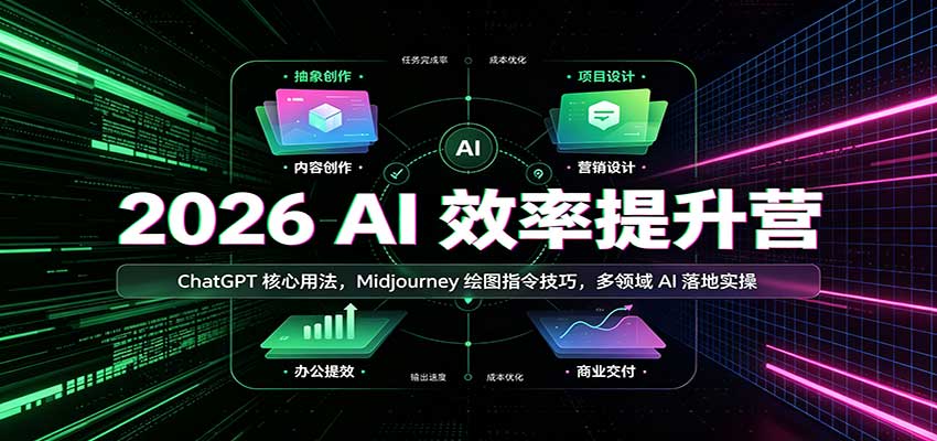 2026 AI效率提升营：ChatGPT核心用法，Midjourney绘图指令技巧，多领域AI落地实操-爱搭资源网