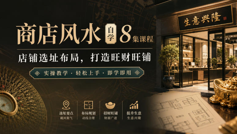 商店风水自学8集课程｜店铺选址布局，打造旺财旺铺实操教学-爱搭资源网