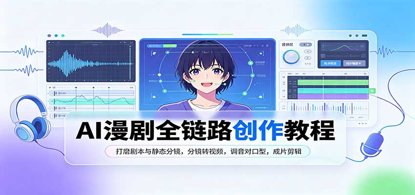AI漫剧全链路创作教程：打磨剧本与静态分镜，分镜转视频，调音对口型，成片剪辑-爱搭资源网