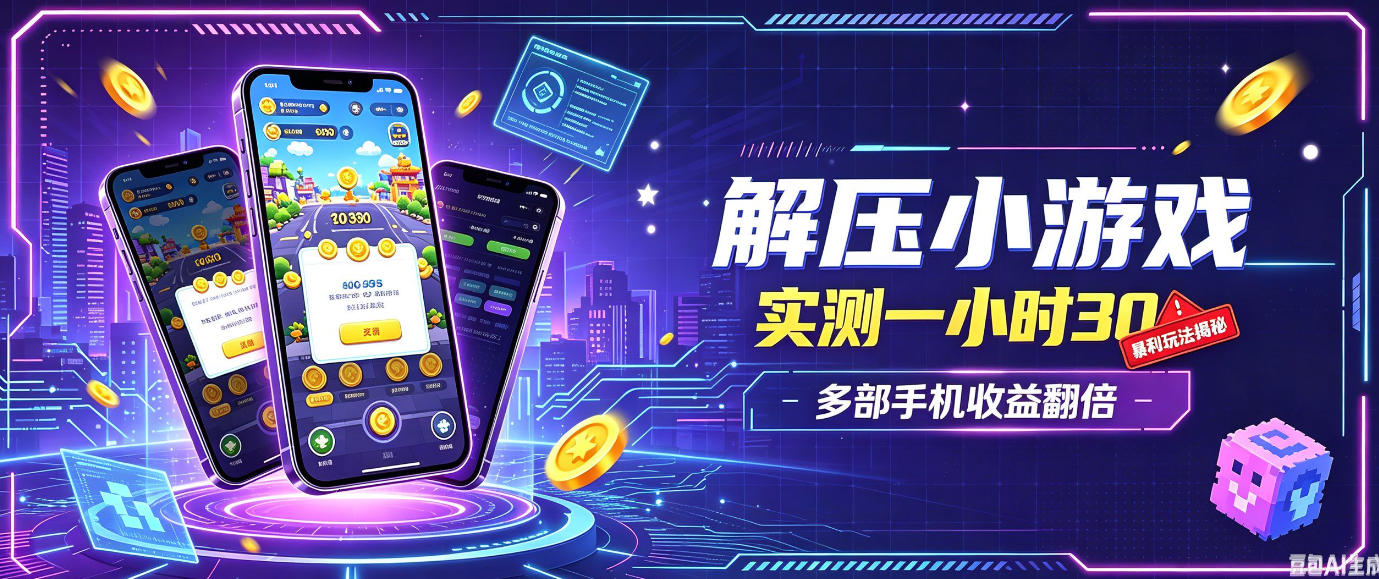 小游戏全流程玩法，实测一小时搞30，简单无脑解压，当天做当天就能看到进账，直接冲就行【揭秘】-爱搭资源网