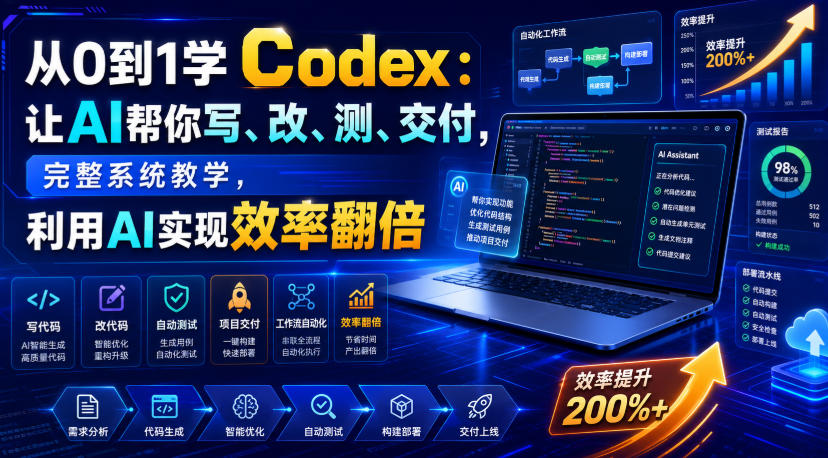 从0到1学Codex：让AI帮你写、改、测、交付，完整系统教学，利用AI实现效率翻倍(更新0918)-爱搭资源网