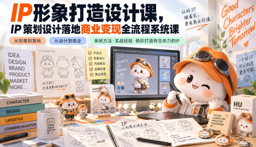 IP形象打造设计课，IP策划设计落地商业变现全流程系统课-爱搭资源网