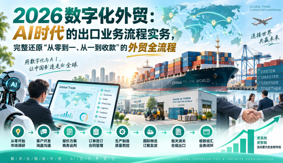 2026数字化外贸:AI时代的出口业务流程实务,完整还原”从零到一、从一到收款”的外贸全流程-爱搭资源网