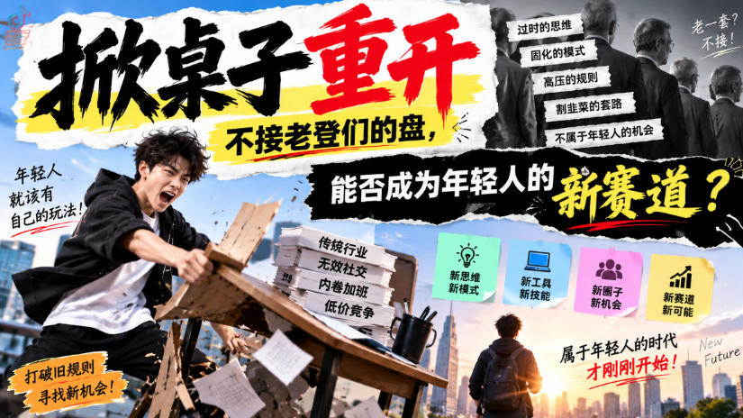 某公众号付费文章：掀桌子重开，不接老登们的盘，能否成为年轻人的新赛道？-爱搭资源网