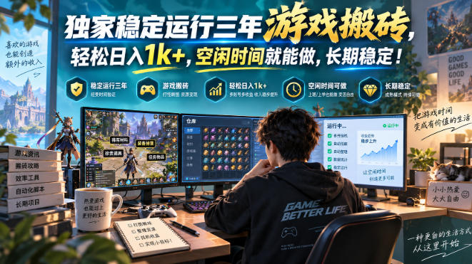 独家稳定运行三年游戏搬砖，轻松日入1k+，空闲时间就能做，长期稳定！【揭秘】-爱搭资源网