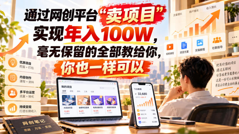 通过网创平台“卖项目”实现年入100W，毫无保留的全部教给你，你也一样可以！【揭秘】-爱搭资源网