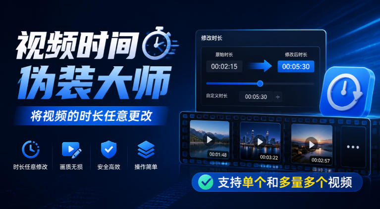 视频时间伪装大师，将视频的时长任意更改，支持单个和多量多个视频-爱搭资源网