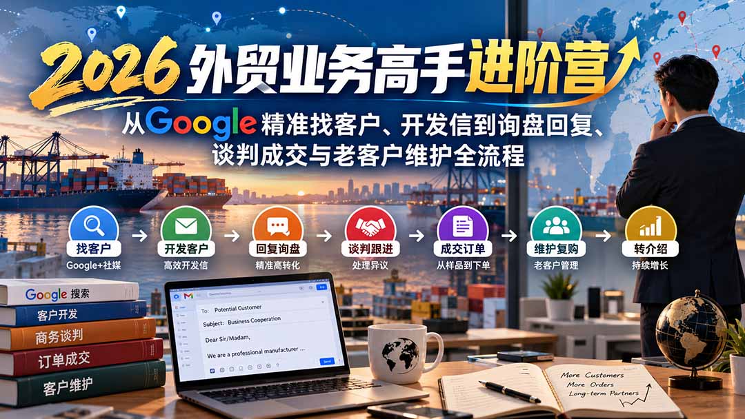 2026外贸业务高手进阶营：从Google精准找客户、开发信到询盘回复、谈判成交与老客户维护全流程-爱搭资源网