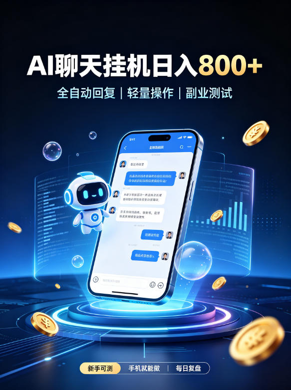 AI聊天挂G项目，日入800➕，全自动操作，适用个人副业，支持工作室矩阵操作【揭秘】-爱搭资源网