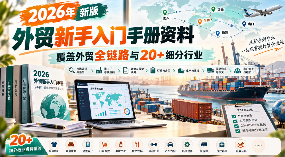 2026年新版外贸新手入门手册资料，覆盖外贸全链路与20+细分行业-爱搭资源网