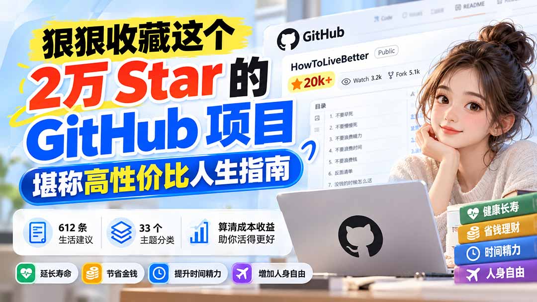 狠狠收藏这个 2 万 Star 的 GitHub 项目，堪称高性价比人生指南。-爱搭资源网