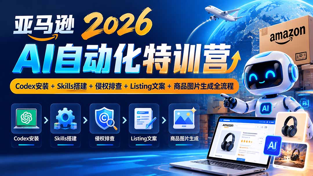 亚马逊2026AI自动化-10月特训营：Codex安装+Skills搭建+侵权排查+Listing文案+商品图片生成全流程-爱搭资源网